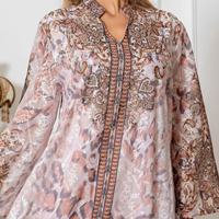 Abaya Kaftan en Chiffon à Imprimé Floral avec Strass, Robe Longue à Manches Longues Grande Taille pour Adultes, Islamique, Respirante, Élégante, Rose, Vente en Gros