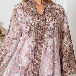 Abaya Modesta de Poliéster 2026, Vestido Largo <span class=keywords><strong>para</strong></span> <span class=keywords><strong>Mujer</strong></span>, Tela Bordada con Estampado Floral y Pedrería, Largo hasta el Tobillo, <span class=keywords><strong>Ropa</strong></span> Musulmana - Product Image 6