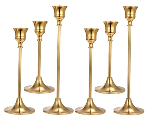 Set of 6 <b>Gold</b> Taper Candle Holders <b>Decorative</b> Candlestick Holder for Home <b>Decor</b>, Wedding, Dinning, <b>Party</b>, Anniversary - Product Image 1