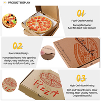 Boîte à pizza en papier de pulpe de qualité alimentaire dégradable, logo personnalisé, emballage de pizza en carton ondulé jetable, usine OEM