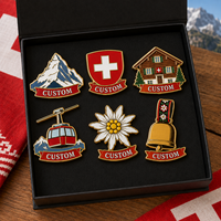 Set de Regalo de Pin Esmaltado Personalizado con Símbolo de Suiza, Montaña Nevada de los Alpes, Pin de Solapa, Souvenir Turístico, Insignia para Tienda de Esquí, Venta al por Mayor
