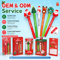 KAIX Schattige Topper OEM Kerst Gelpennen Sets 24 Stuks Gemengde Designs 0.5mm Zwarte Inkt Novelty Gelpennen voor Party Favoren