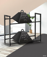 Étagère à caisses de boissons en acier allié noir de style moderne Source Factory, 6 caisses, pieds en plastique réglables en hauteur