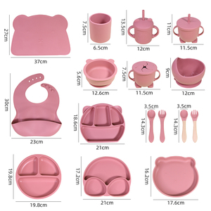 Tùy chỉnh in logo bán buôn trẻ em đồ ăn Bộ đồ ăn BPA free Silicone bé ăn hút bát Silicone tấm Set - Product Image 4