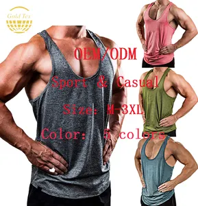 Wholesale High Quality Custom Logo Gym Sports V neck Tank Top For Men