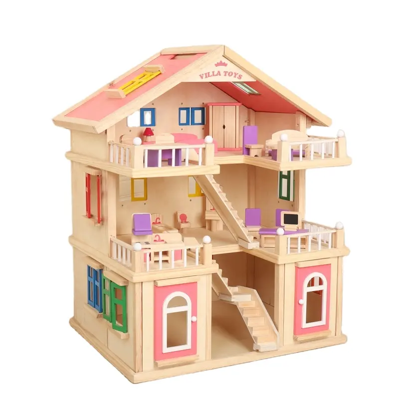 Baby Large Doll house Petend Play Game casa delle bambole in legno