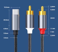 1m Noir Or Type USB C Numérique Aux à 2 RCA Mâle à Mâle Audio Auxiliaire Y Splitter Câbles pour Multimédia