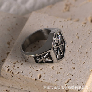 คิวปิด แอร์โรว์แหวนแฟชั่นเหล็กไทเทเนียมดีไซน์ทรงเรขาคณิตสำหรับของขวัญคู่รัก SA1042 - Product Image 1