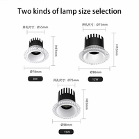 Spot encastré au plafond PULUOTI sans cadre 8W 55mm COB Lumière spectre complet respectueux des yeux Blanc et noir Spot de haute qualité
