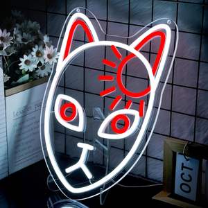 Anime Fox Face <span class=keywords><strong>Demon</strong></span> segno al Neon per decorazione della parete-giapponese Slayer Neon acrilico USB alimentato LED parete Art decoro - Product Image 2
