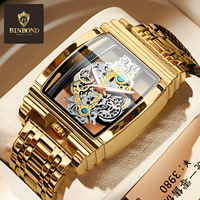 BINBOND jam tangan Quartz anti air pria, jam tangan olahraga, jam tangan Quartz, anti air, jam tangan bercahaya, jam tangan tengkorak Hollow, jam tangan pria Relogio Masculino