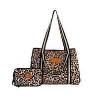 Sac de plage en néoprène à imprimé léopard, nouveau Design personnalisé avec Logo, sac fourre-tout à la mode avec pochette, vente en gros, 2022