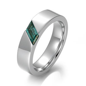 Minimalist 18K 14K <b>solid</b> white Gold lab grown emerald gemstones handmade fashion jewelry rings gold rings for women Daily Wear - Product Image 1