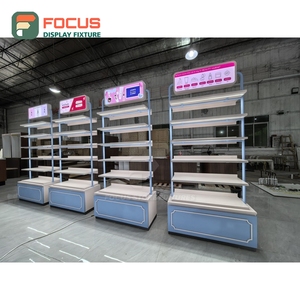 Latest Design Store Interior Mixed Material Wall Shelving Installation Service Beauty Retail Design - Product Image 3