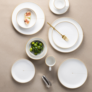 YAYU Reactive Glaze Kiln Change Smooth Porcelain Dinnerware Collection Beige Rim <strong>Plates</strong> for Restaurant Hotel Supply Wholesale - Product Image 6
