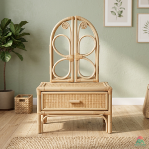 Nhat Minh Rattan Kids <b>Dressing</b> <b>Table</b> <b>With</b> Mirror And Drawer Tropical Style Eco-Friendly Furniture Set - Product Image 4