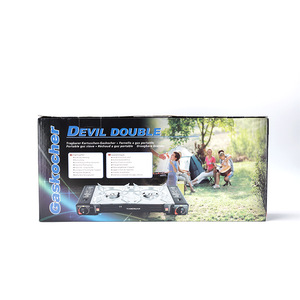 Portable Gas <b>Stove</b> Stainless Steel Dual Burner Outdoor Camping Cooking With Ignition Device Manual Operation - Product Image 3