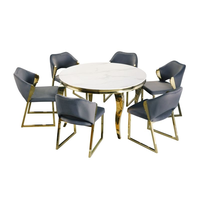 Ensemble de tables et chaises de salle à manger rondes circulaires en métal doré et acier inoxydable pour sièges de mariage trono pour événements et fêtes