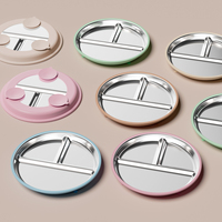 Assiette à ventouse pour tout-petit en acier inoxydable, assiettes divisées profondes de 9 pouces, manchons en silicone amovibles, sans BPA, vaisselle pour bébé