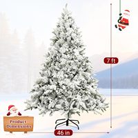 Sapin de Noël artificiel de 1,2 à 2,7 m, effet neige, haute qualité, pré-éclairé, lumières blanc chaud, branches articulées, support pliable en métal