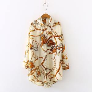 Novità 2025 Abbigliamento Casual da Donna Taglie Forti, Camicetta Elegante in Chiffon con Scollo a V, Stampa a Catena e Maniche Lunghe <span class=keywords><strong>S</strong></span>-4XL - Product Image 3