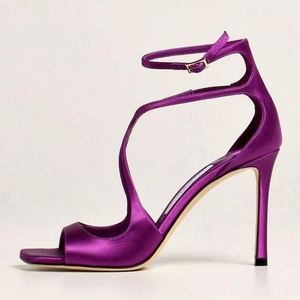 Sandalias de Tacón de Aguja de Satén de Lujo, Zapatos de Fiesta de Diseñador para Mujer - Product Image 2