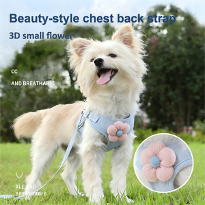 Kangdarpet Cute Flower Pet Halter Top Lightweight Soft Adjustable Mesh Breathable for Cats and <b>Dogs</b> Outdoor Walking Leash - Product Image 5