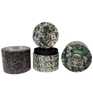 <b>Herb</b> <b>Grinder</b> 63mm Round Zinc Alloy Magnetic Lid Dry <b>Herb</b> <b>Grinder</b> with Full Printed Art Design for Smoking Accessories - Product Image 4