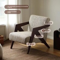 Fauteuil en bois massif de style Mid-Century Modern avec accoudoirs, idéal pour appartement, maison d'hôtes, salon, balcon, chambre à coucher