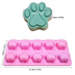 Moule en silicone antiadhésif 3D en forme de patte de chien et de chat, 10 cavités, pour chocolat, vente en gros sur mesure - Product Image 4