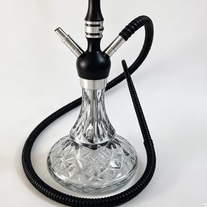 Cachimba Portátil con Base de Vidrio Negro, Cuerpo de Aluminio, Doble Manguera, para Bares, Salones y Viajes - Product Image 3