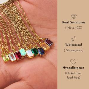 Kalung Trendy Perhiasan Baja Anti Karat Lapis Emas 18K Liontin Batu Kelahiran Zodiak Kalung Rantai Perhiasan Tulang Selangka - Product Image 3