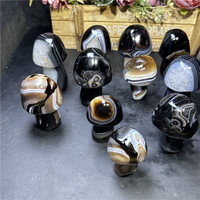 Vente en gros de champignons en cristal naturel champignons en onyx noir de haute qualité pour la décoration de guérison