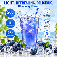 Poudre de Protéine de Lactosérum Transparente avec Électrolytes Saveur Myrtille 20g Protéines 30 Sachets OEM ODM Marque Privée Formule Personnalisée