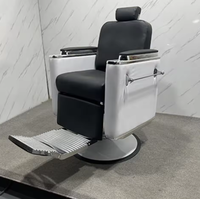 Chaise de coiffure moderne en cuir noir, réglable, avec cadre en acier, mobilier de salon, chaise de barbier, rotation à 360 degrés