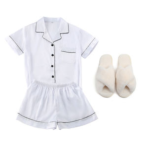 Il <span class=keywords><strong>pigiama</strong></span> in <span class=keywords><strong>raso</strong></span> da donna abbina il Set di indumenti da notte corti con pantofola in peluche e le sue dimensioni - Product Image 6