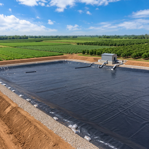 แผ่นปูบ่อเก็บน้ำ HDPE ขนาด 1.50 มม. มาตรฐาน ASTM GRI GM13 แผ่นกันซึมแบบม้วน โพลีเอทิลีนความหนาแน่นสูง สำหรับกักเก็บน้ำ - Product Image 1