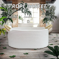 Panier de rangement en corde de coton tissé de style moderne avec poignées pour jouets d'animaux de compagnie Panier décoratif pour pépinière Organiser les articles pour chats, chiens et bébés
