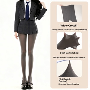 Collants gris uni 60D, respirants, en velours, taille moyenne, pour Jk, grande taille, très élastiques, base <span class=keywords><strong>blanc</strong></span> laiteux - Product Image 5