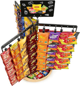 Espositore per Snack a 3 Livelli Personalizzato per Bancone, Organizzatore per Caramelle e Patatine con Ganci, Supporto in Metallo e Legno per Casa/Negozio/Ufficio/Cucina - Product Image 5
