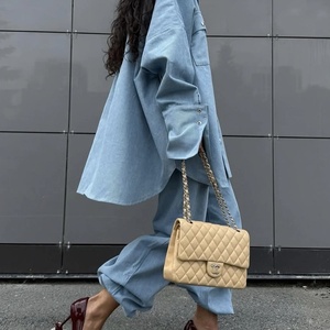 Conjunto de Pantalones Anchos y Camisa de Manga Larga Azul Claro, Nueva Moda Primavera 2025 OEM para Mujer - Product Image 3