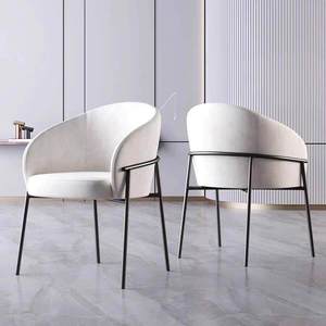 Silla <span class=keywords><strong>de</strong></span> Comedor Moderna con Estructura <span class=keywords><strong>de</strong></span> Acero, Cojín <span class=keywords><strong>de</strong></span> Tela Blanca y Base Metálica para Restaurante y Hotel, Modelo CJ-360E - Product Image 1