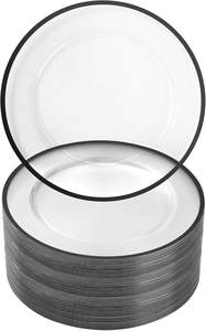 ที่ชาร์จแผ่นใส13นิ้วพร้อมแผ่นชาร์จพลาสติกสีดำขอบสีดำสำหรับงานแต่งงานจานชาร์จที่หรูหราเสิร์ฟอาหาร - Product Image 3