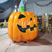Décoration d'Halloween : Sculpture de maison citrouille en résine personnalisée, Statue en fibre de verre, Arche géante citrouille d'extérieur, Grande décoration citrouille squelette d'extérieur