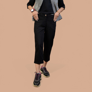 Pantalones Capri para Mujer, Cintura Media, Corte Casual, para Primavera y Verano, Ajuste Elástico, Pantalones Capri de Algodón para Mujer - Product Image 5