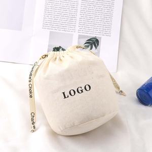 Bolsa de embalaje de regalo de lino y algodón de fondo redondo personalizada para velas, bolsa de vela de algodón natural con cordón - Product Image 5