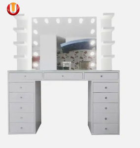 Vendita calda di lusso camera da letto toletta in legno comò Make Up Vanity toletta con LED lampadina specchio e cassetti - Product Image 1