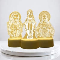 Lampe de nuit en acrylique Jésus Vierge Marie, alimentée par USB, impression 3D personnalisée, cadeau religieux, directement de l'usine