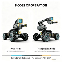 Véhicule robotique d'ingénierie omnidirectionnel, bras robotique à 3 axes, pince, moteur PLC, boîte de vitesses, roulement, roue Mecanum 4x4, voiture robot intelligente