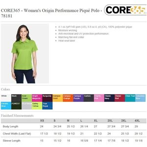 Core365 bordado personalizado de las mujeres de encargo para los polos con logotipo Textos Rendimiento Origen Piqué Camisas - Product Image 4